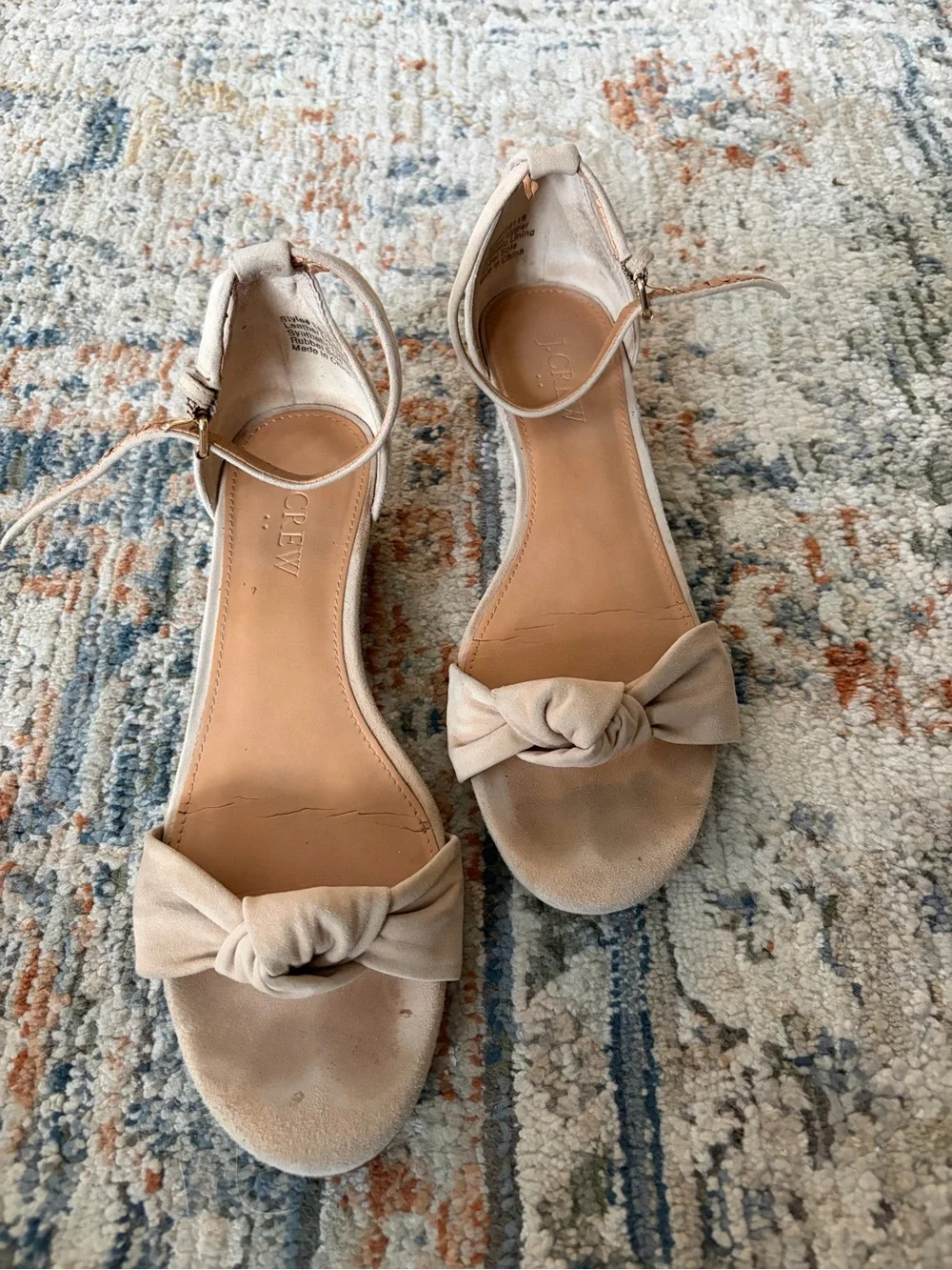 J. Crew Beige Knotted Ankle-Strap Sandals